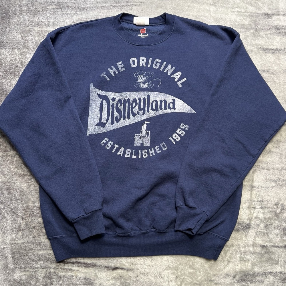 Vintage Disneyland 1955 Original Park Navy Crewneck Sweatshirt Size Large